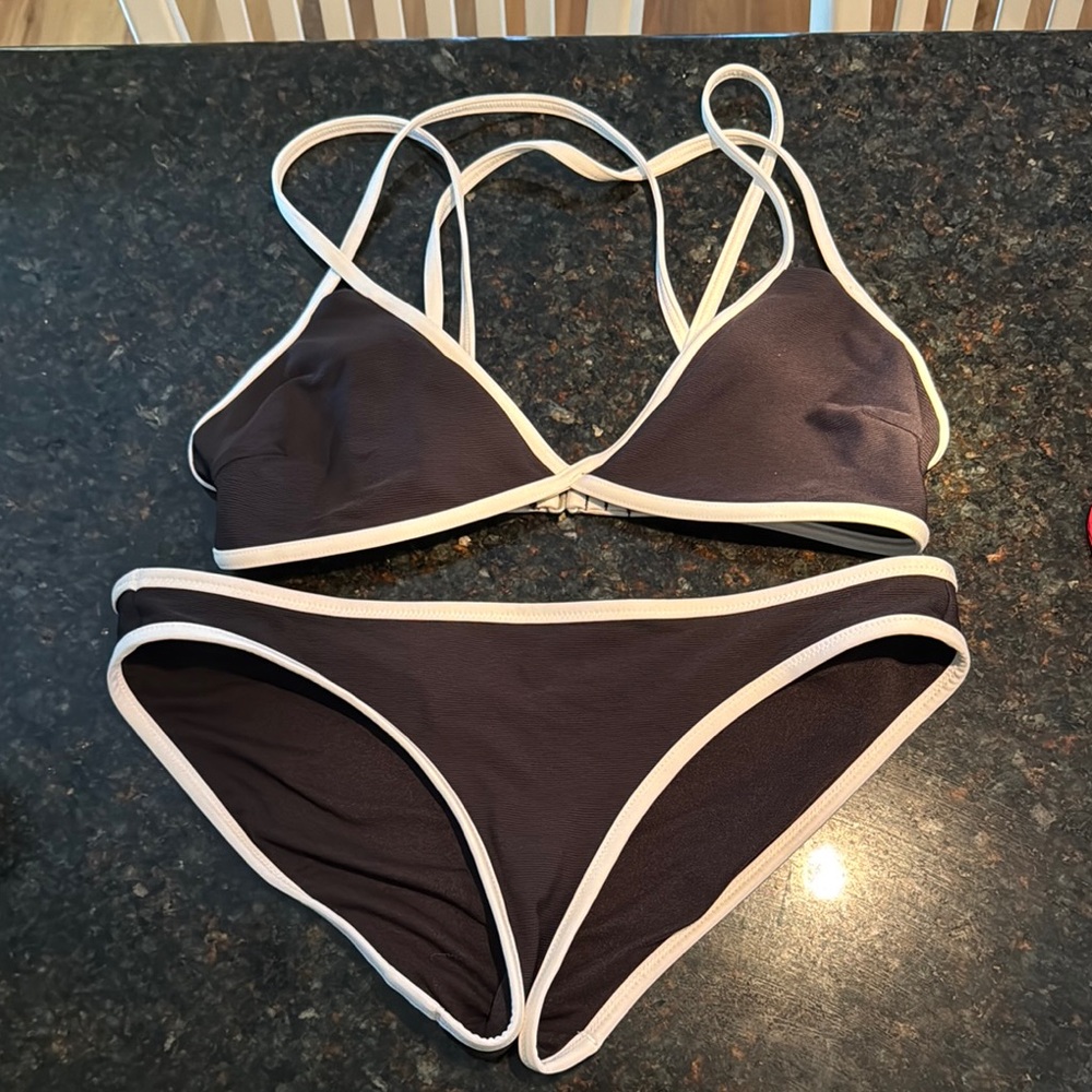 Athleta Black and White Bikini with Cheeky Cut